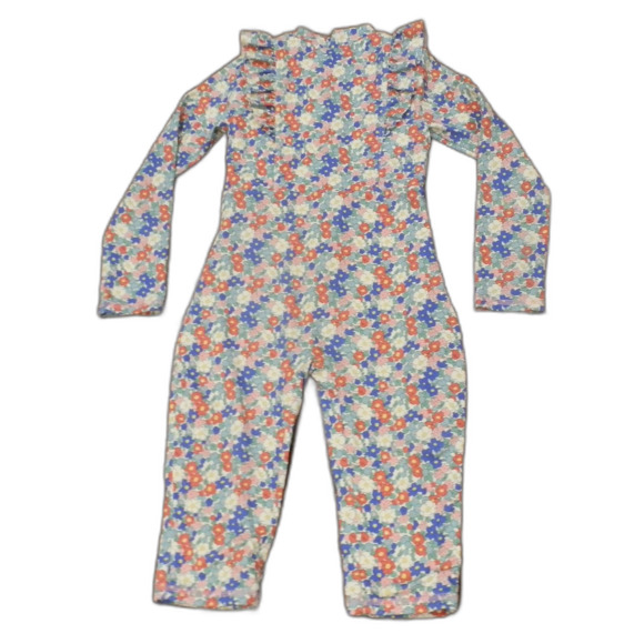 Mini Boden Floral Kids Swim Suit - Blue, Orange, White - Picture 2 of 2